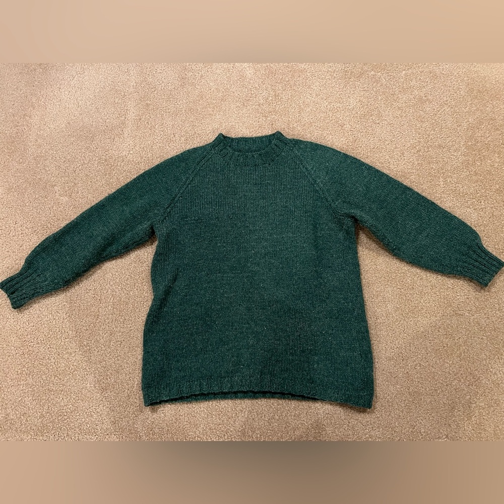 Vintage Handmade Women's Cozy Dark Green Crewneck Sweater, size L